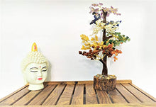 Load image into Gallery viewer, Crocon Seven Chakra Natural Healing Gemstone Crystal Bonsai Fortune Money Tree for Good Luck, Wealth &amp; Prosperity-Home Office Decor Spiritual Gift (with Golden Wire and 300 Beads) Size 10-12 Inches
