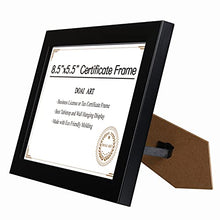 Load image into Gallery viewer, DOAI ART 8.5 x 5.5 Business License Frame Black, Professionals 5.5 x 8.5 Certificate Frames Fit Diploma, Document and Tax Certificate Self Standing with Wall Hangers
