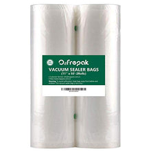 Load image into Gallery viewer, O2frepak 2 Pack 11" x 50' Rolls Food Saver Vacuum Sealer Freezer Bags Rolls for Food Saver, Seal a Meal Vacuum Sealer Fits Inside Storage Area Sous Vide Vaccume - Cut to Size Roll (Total100 feet)
