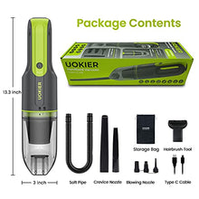 Load image into Gallery viewer, Handheld Vacuum Cleaner Cordless, UOKIER Hand Vacuum&amp;Air Blower 2-in-1, Mini Portable Hand Held Vac with 6500PA Strong Suction Rechargeable Li-ion Battery for Pet Hair, Home and Car, 2 Speeds
