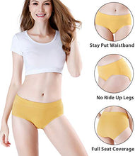 Load image into Gallery viewer, wirarpa Womens Soft Cotton Stretch Underwear 4 Pack Comfortable Mid Rise Briefs Underpants Plus Size Panties Orange Blue Yellow Green, Large
