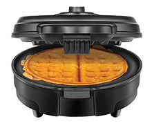 Load image into Gallery viewer, Chefman Anti-Overflow Belgian Waffle Maker w/ Shade Selector, Temperature Control, Mess Free Moat, Round Iron w/ Nonstick Plates &amp; Cool Touch Handle, Measuring Cup Included, Black
