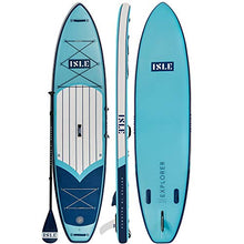 Load image into Gallery viewer, ISLE Explorer Inflatable Stand Up Paddle Board &amp; iSUP Bundle Accessory Pack — Durable, Lightweight with Stable Wide Stance — 300 Pound Capacity, 11'6" Long, 6" Thick (Blue)
