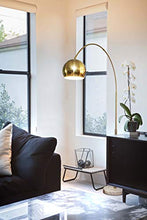 Load image into Gallery viewer, Brightech Olivia - Over The Couch Arc Floor Lamp with Globe Shade, Matches Your Living Room Decor - Standing Light for Bedroom, Office - Tall Gold aka Brass Lighting

