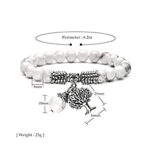 Load image into Gallery viewer, Jovivi 8MM White Turquoise Natural Gemstone Healing Crystal Tree of Life Lucky Charm Stretch Bracelet
