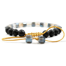 Load image into Gallery viewer, Crystal glass beads bracelet with 6mm lava essential oil diffuser rock, adjustable, for women, gemstone crystal stone bead woman bracelets, women's beaded, anxiety relief sparkly clear healing jewelry
