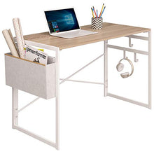 Load image into Gallery viewer, JSB Folding Computer Desk with Storage Bag and Hook, Writing Desk Modern Industrial Work Table Laptop Desk for Home Office (39.37” x 19.69” x 29.53”, White)
