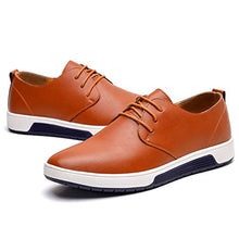 Load image into Gallery viewer, konhill Men's Casual Oxford Shoes Breathable Flat Fashion Lace-up Dress Shoes,Brown,39
