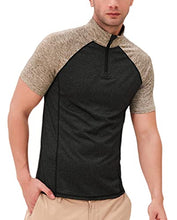 Load image into Gallery viewer, JACK SMITH Mens Baseball Shirts Quarter Zip Quick Dry Polo Back Pocketted Quick Dry Tactical Peformance Short Sleeve Top Black

