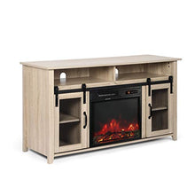 Load image into Gallery viewer, ENSTVER TV Stand for TVs up to 55" with Electric Fireplace Included,Media Storage Television Console for Living Room (White Oak)
