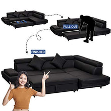 Load image into Gallery viewer, FDW Sofa Sectional Sofa Bed futon Sofa Bed Sofa for Living Room Couches and Sofas Sleeper Sofa PU Leather Sofa Set Corner Modern Queen 2 Piece Contemporary Upholstered，Black
