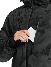 Load image into Gallery viewer, TSLA Men's Winter Ski Jacket, Waterproof Warm Insulated Snow Coats, Cold Weather Windproof Snowboard Jacket with Hood, 2 Front Zip Print Jacket Camo Black, Small
