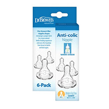 Load image into Gallery viewer, Dr. Brown’s Natural Flow Level 3 Narrow Baby Bottle Silicone Nipple, Medium-Fast Flow, 6m+, 100% Silicone Bottle Nipple, 6 Pack
