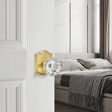 Load image into Gallery viewer, CLCTK Premium Glass Door Knobs, Bathroom Bedroom Door Knobs with Lock, Privacy Gold Door Knob Interior, Satin Brass

