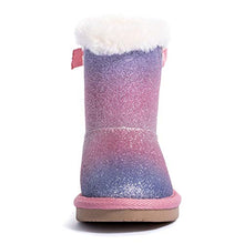 Load image into Gallery viewer, KRABOR Girls Glitter Snow Boots Cotton Lining Warm Winter Non-Slip Shoes with Cute Bow for Toddlers/Little Kid (Pink Size 13)

