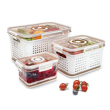 Load image into Gallery viewer, OCOSOLO Vegetable Storage Containers for Fridge, Produce Saver Containers Refrigerator Organizer Bins,BPA-Free Plastic Produce Keepers with Lid &amp; Colander for Fruits, Salad, Lettuce, Berry (3 Pack)
