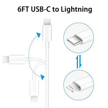 Load image into Gallery viewer, iPhone Fast Charger, 20W PD Fast Charger Type C Power Wall Charger Block with【Apple MFi Certified】 6FT USB C to Lightning Cable Compatible iPhone 12/12 Mini/12 Pro Max/11 Pro/Xs/XR/iPad AirPods Pro
