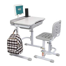 Load image into Gallery viewer, No/Brand Children's Desk and Chair Set, Height-Adjustable Children's Study Drawing Table Set, Home School Anti-Reflective Children's Study Table, with Reading Rack (Color : Gray)
