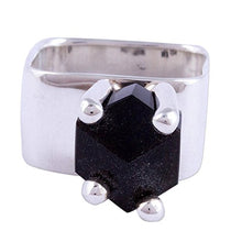 Load image into Gallery viewer, NOVICA Obsidian .925 Sterling Silver Taxco Ring, Facets'
