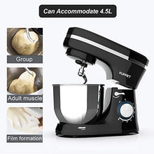 Load image into Gallery viewer, KUPPET Stand Mixer, 8-Speed Electric Mixer, Tilt-Head Food Mixer with Dough Hook, Wire Whip &amp; Beater, 4.7QT Stainless Steel Bowl, Black
