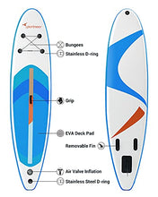 Load image into Gallery viewer, Inflatable SUP Paddleboards with Carrying Strap, Sportneer 10'6"x30"x6" Stand Up Paddle board Includes with Paddle, Non-Slip Deck, Valve Adapter, Backpack, Leash, Hand Pump,for Youth Adult Water Sport
