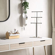Load image into Gallery viewer, Umbra 299330-491-REM Trigem Hanging Organizer – 3 Tier Table Top Necklace Holder, Box Display with Jewelry Tray Base, One Size, Nickel
