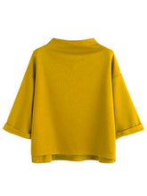 Load image into Gallery viewer, SweatyRocks Women's 3/4 Sleeve Mock Neck Basic Loose T-Shirt Elegant Top Yellow Medium
