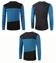 Load image into Gallery viewer, FRTCV Men's Casual Stitching Tops Shirts Slim Fit Crew Neck Long Sleeve Athletic Basic Cotton T-Shirt DZ804301 Blue US M
