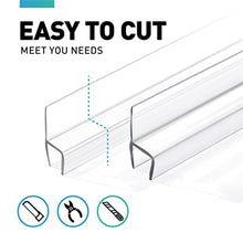 Load image into Gallery viewer, Shower Door Seal for 3/8” Glass, 4 PCS x 77" Frameless Shower Door Bottom Seal Door Sweep and Shower Door Side Seal Strip Set, Stop Shower Leaks Create a Water Barrier
