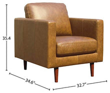 Load image into Gallery viewer, Amazon Brand – Rivet Revolve Modern Leather Armchair with Tapered Legs, 33"W, Caramel
