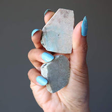 Load image into Gallery viewer, Satin Crystals Larimar Raw Gemstone Slice 2" Collectible Blue Murky Waters Pair, Natural Mineral Healing C68
