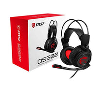 Load image into Gallery viewer, MSI DS502 Gaming Headset, Enhanced Virtual 7.1 Surround Sound, Ergonimic Design, Omnidirectional Microphone, Intelligent Vibration System, Red LED Lighting, PC/Mac
