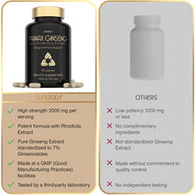 Load image into Gallery viewer, Panax Ginseng and Rhodiola Rosea 2000mg - Korean Ginseng High Strength 60 Capsules - Herbal Supplement for Men &amp; Women - Energy Complex with Ginseng Root Extract Standardized 7% Ginsenosides - US Made
