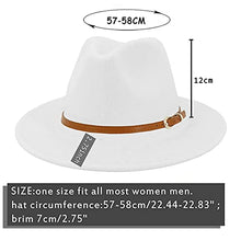 Load image into Gallery viewer, Men &amp; Women Panama Hat Classic Wide Brim Fedora Hat with Belt Buckle-Y-White 3
