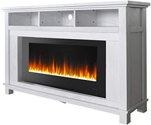 Load image into Gallery viewer, CAMBRIDGE San Jose 58 in. Freestanding Electric Heater TV Stand 50 in. Multi-Color Insert and LED Crystal Rock Display, CAM5735-1WHT Fireplace, White/Black
