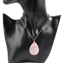Load image into Gallery viewer, Top Plaza Wire Wrapped Tree of Life Natural Gemstone Teardrop Pendant Necklace Healing Crystal Chakra Jewelry for Women - Amethyst+Rose Quartz+Synthetic Opalite
