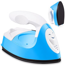 Load image into Gallery viewer, Mini Craft Iron Mini Heat Press Mini Iron Portable Handy Heat Press Small Iron with Charging Base Accessories for Beads Patch Clothes DIY T-Shirts Shoes Heat Transfer Vinyl Projects (Blue)
