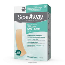 Load image into Gallery viewer, ScarAway Advanced Skincare Long Silicone Scar Sheets for Hypertrophic Scars and Keloids Caused by Surgery, Injury, Burns, C-Section and More, 1.5" x 7", 6 Sheets
