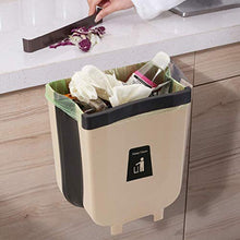 Load image into Gallery viewer, Door Hanging Garbage Can, Over The Cabinet Folding Trash Bin for Kitchen, Creative Collapsible Trash Cans, Wall Mounted Waste Basket Brown
