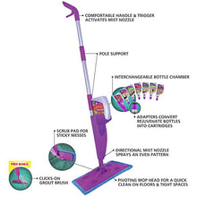 Load image into Gallery viewer, Rejuvenate Click N Clean Multi-Surface Spray Mop System Complete Bundle Includes Free Click-On Pro Grade Grout Brush 1 x 32oz No-Bucket Floor Cleaner (bundle with 3 reusable microfiber pads)
