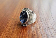 Load image into Gallery viewer, Snowflake Obsidian Silver Ring, 925 Sterling Silver, Cab Oval, Bohemian, Gypsy, Statement Ring, Natural Gemstone, Unique Gift, Woman's Jewelry, Mother's Day Gift Ring

