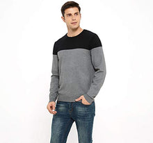 Load image into Gallery viewer, ZLUXURQ Men's Crewneck Long Sleeve Pullover Soft Color Blocke Striped Sweater Size M

