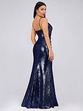 Load image into Gallery viewer, Women Sequin Maxi Evening Party Dress Prom Gown Mermaid Dress Navy US4
