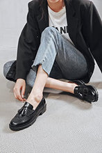 Load image into Gallery viewer, Womens Slip On Tassel Oxfords Low Heel Brogue Dress Loafers Black

