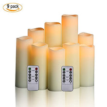 Load image into Gallery viewer, Antizer Flameless Candles Led Candles Pack of 9 (H 4" 5" 6" 7" 8" 9" x D 2.2") Ivory Real Wax Battery Candles with Remote Timer
