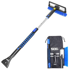 Load image into Gallery viewer, SEG Direct 39" Extendable Snow Brush with Squeegee Ice Scraper Telescoping Foam Grip for Car Truck SUV MPV Light Weight Anti-Freeze Extreme Durability Black and Blue
