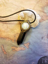 Load image into Gallery viewer, The Shield. Empath Protection Necklace with Moonstone and Black Obsidian. Psychic protection amulet. EMF Protection. Empath Jewelry
