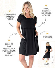 Load image into Gallery viewer, Kindred Bravely Eleanora Ultra Soft Bamboo Maternity and Nursing Nightgown/Lounge Dress (Black, XX-Large)
