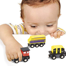 Load image into Gallery viewer, DeXop Wooden Train Set, Toy Train Sets for Kids, Wood Train Set for Toddlers,12PCS Toy Trains for 1 2 3 4 Year Old Boys

