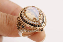 Load image into Gallery viewer, Turkish Handmade Jewelry Drop Shape Pear Cut Moonstone and Round Cut Black Onyx Topaz 925 Sterling Silver Ring Size Option
